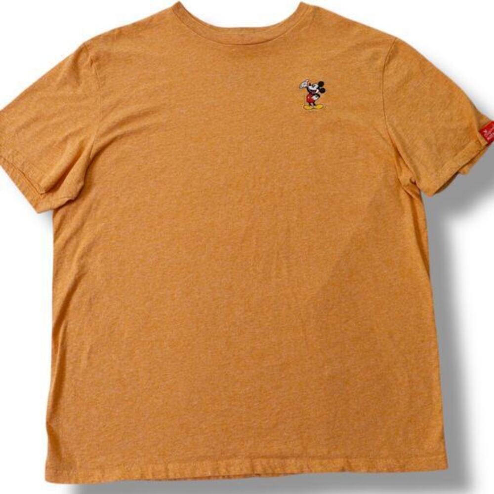 Disney Mickey Mouse T-Shirt‎ Large Orange Embroidered Authentic Original Tee
